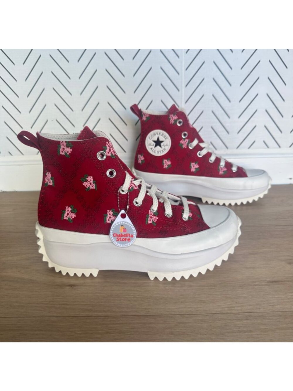 ✨Converse Run Star Hike Sz 6 Men's shoes Cross Stitch Roses Sneakers A14885C New - Picture 7 of 9